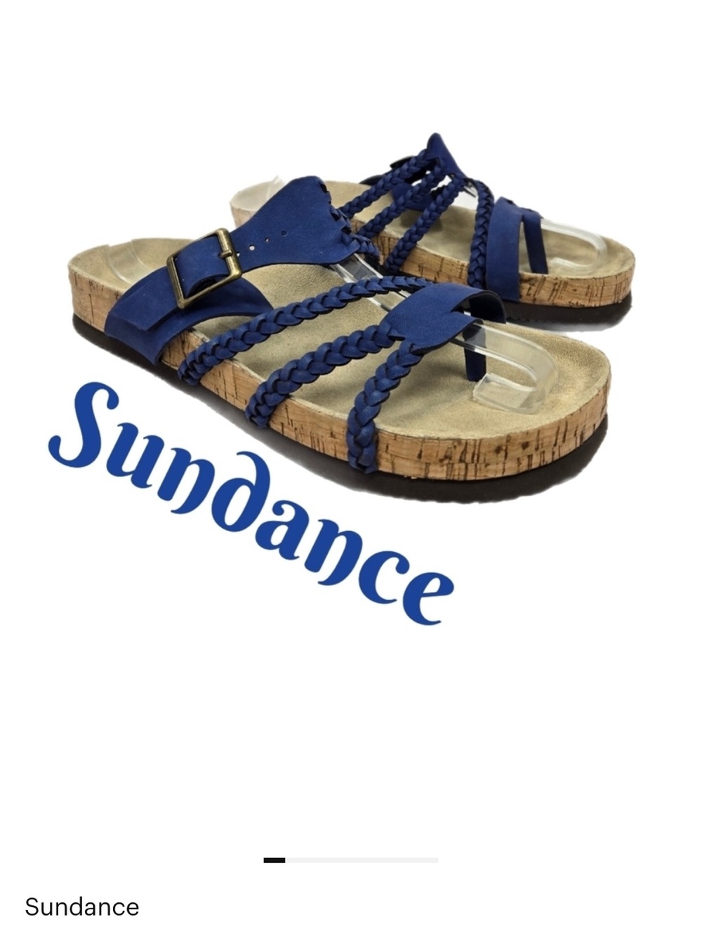 Sundance Braided Navy Leather Womens Sandels Sz 41=9.5to 10 Casual Comfort Adj.